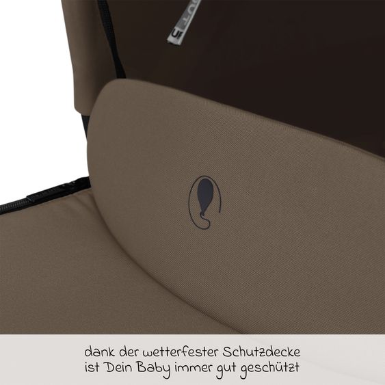 ABC Design Kombi-Kinderwagen Salsa 5 Air inkl. Babywanne & Sportsitz mit XXL-Zubehörpaket - Dark Beige