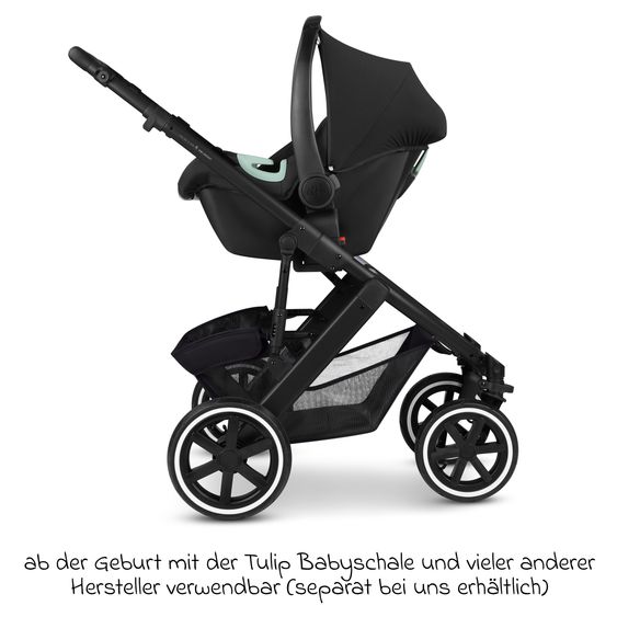 ABC Design Kombi-Kinderwagen Salsa 5 Air inkl. Babywanne & Sportsitz mit XXL-Zubehörpaket - Pure - Coal