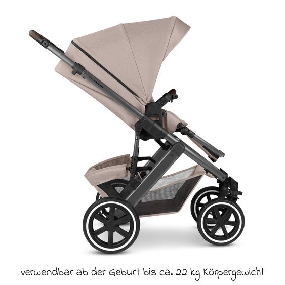 ABC Design Kombi-Kinderwagen Salsa 5 Air inkl. Babywanne & Sportsitz - Camel