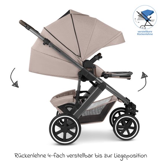 ABC Design Kombi-Kinderwagen Salsa 5 Air inkl. Babywanne & Sportsitz - Camel