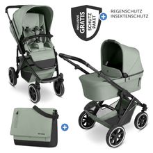 Combi stroller Salsa 5 Air incl. Carrycot & Sports Seat, Urban Changing Bag, Insect Protection & Rain Cover - Pine