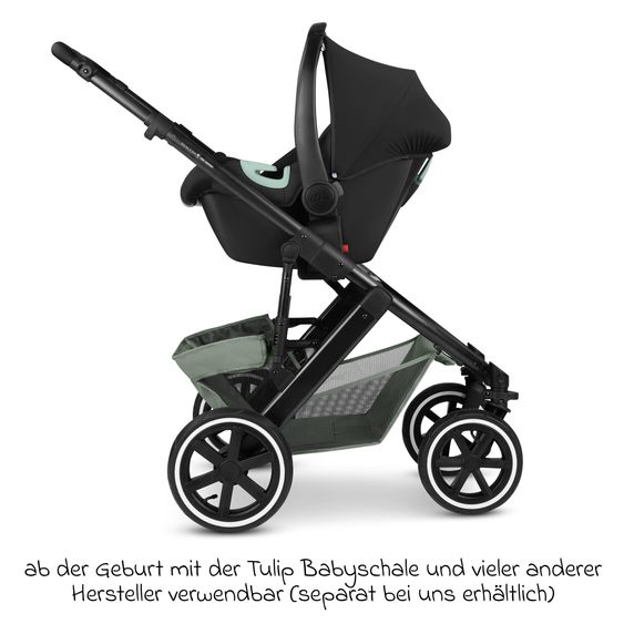 ABC Design Combi stroller Salsa 5 Air incl. Carrycot & Sports Seat, Urban Changing Bag, Insect Protection & Rain Cover - Pine