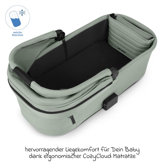 ABC Design Combi stroller Salsa 5 Air incl. Carrycot & Sports Seat, Urban Changing Bag, Insect Protection & Rain Cover - Pine