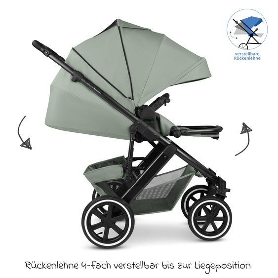 ABC Design Combi stroller Salsa 5 Air incl. Carrycot & Sports Seat, Urban Changing Bag, Insect Protection & Rain Cover - Pine