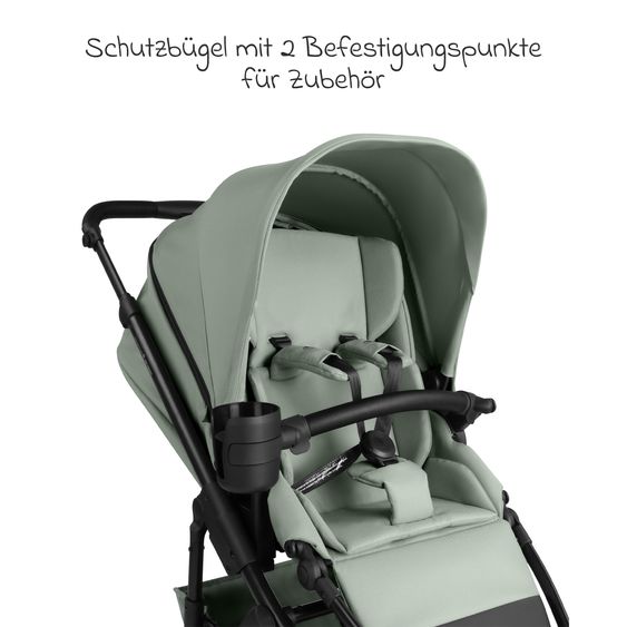 ABC Design Combi stroller Salsa 5 Air incl. Carrycot & Sports Seat, Urban Changing Bag, Insect Protection & Rain Cover - Pine