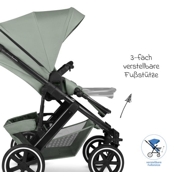 ABC Design Combi stroller Salsa 5 Air incl. Carrycot & Sports Seat, Urban Changing Bag, Insect Protection & Rain Cover - Pine