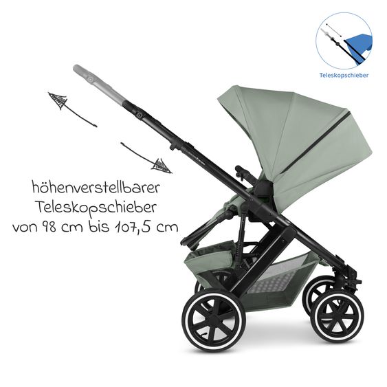 ABC Design Combi stroller Salsa 5 Air incl. Carrycot & Sports Seat, Urban Changing Bag, Insect Protection & Rain Cover - Pine