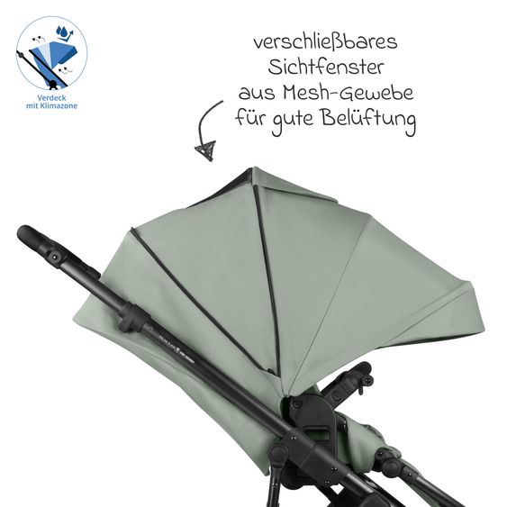 ABC Design Combi stroller Salsa 5 Air incl. Carrycot & Sports Seat, Urban Changing Bag, Insect Protection & Rain Cover - Pine