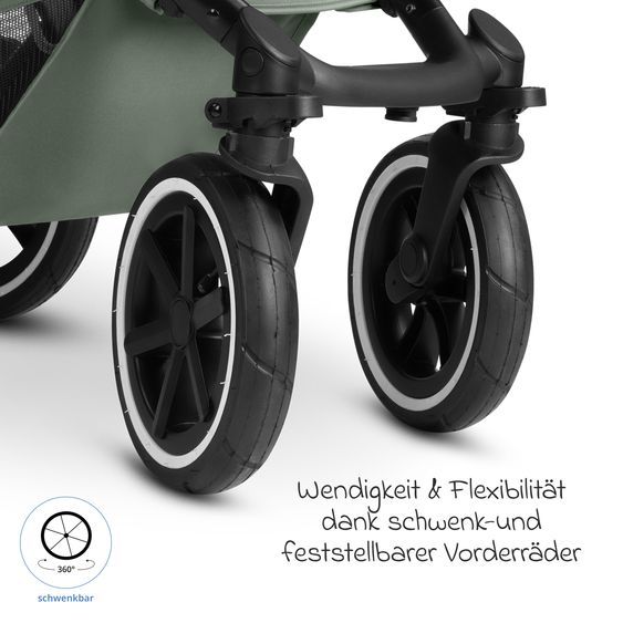 ABC Design Combi stroller Salsa 5 Air incl. Carrycot & Sports Seat, Urban Changing Bag, Insect Protection & Rain Cover - Pine