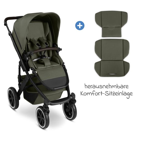 ABC Design Kombi-Kinderwagen Salsa 5 Air inkl. Babywanne & Sportsitz, Wickeltasche Urban, Insektenschutz & Regenschutz - Pure - Avocado
