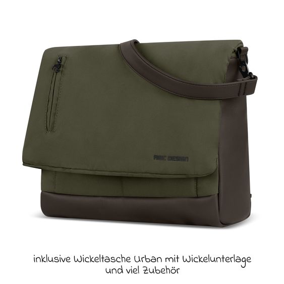 ABC Design Kombi-Kinderwagen Salsa 5 Air inkl. Babywanne & Sportsitz, Wickeltasche Urban, Insektenschutz & Regenschutz - Pure - Avocado