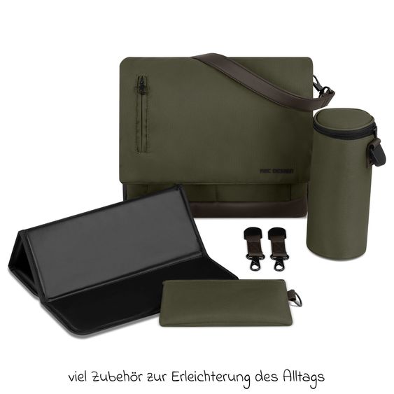 ABC Design Kombi-Kinderwagen Salsa 5 Air inkl. Babywanne & Sportsitz, Wickeltasche Urban, Insektenschutz & Regenschutz - Pure - Avocado