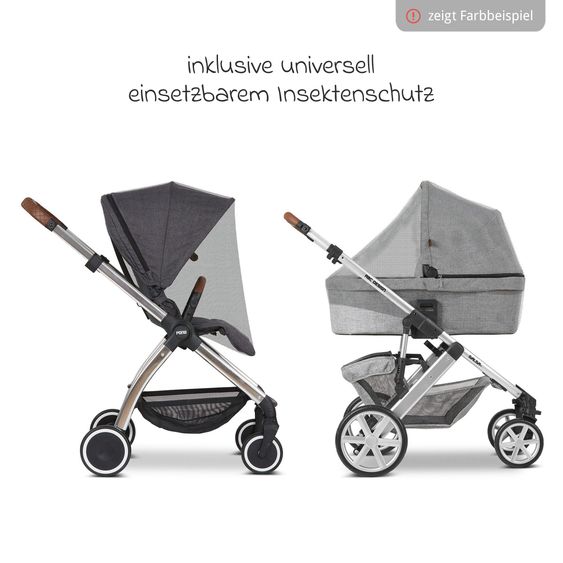 ABC Design Combi stroller Salsa 5 Air incl. Carrycot & Sports Seat, Urban Changing Bag, Insect Protection & Rain Cover - Nature
