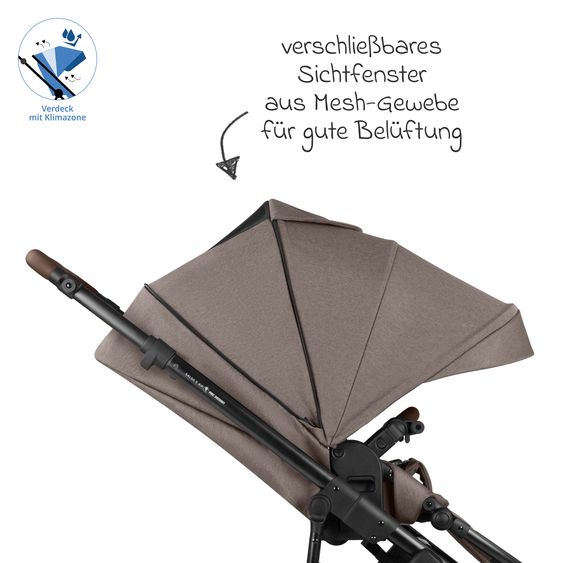 ABC Design Combi stroller Salsa 5 Air incl. Carrycot & Sports Seat, Urban Changing Bag, Insect Protection & Rain Cover - Nature