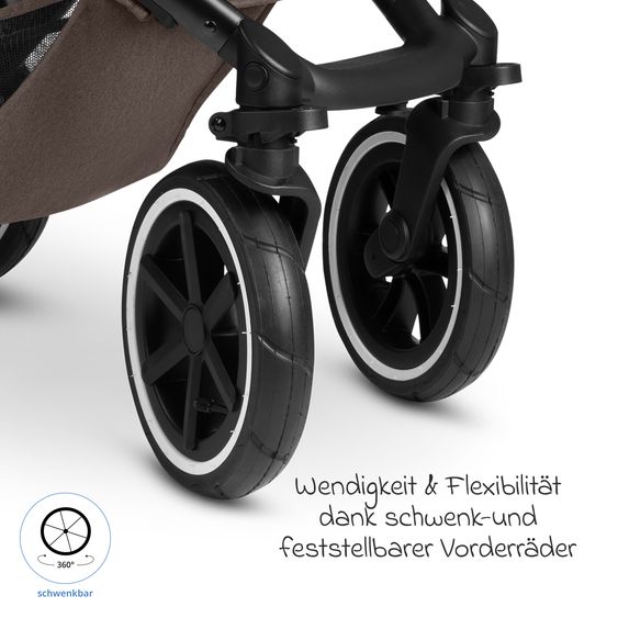 ABC Design Combi stroller Salsa 5 Air incl. Carrycot & Sports Seat, Urban Changing Bag, Insect Protection & Rain Cover - Nature