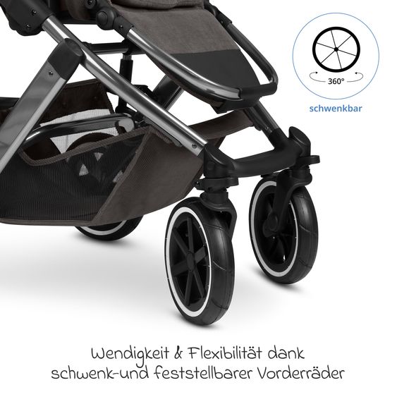 ABC Design Salsa 5 Air baby carriage incl. Urban changing bag, winter footmuff, carrycot & sports seat - Almond