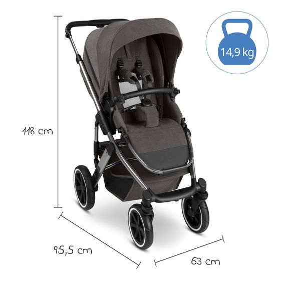ABC Design Salsa 5 Air baby carriage incl. Urban changing bag, winter footmuff, carrycot & sports seat - Almond