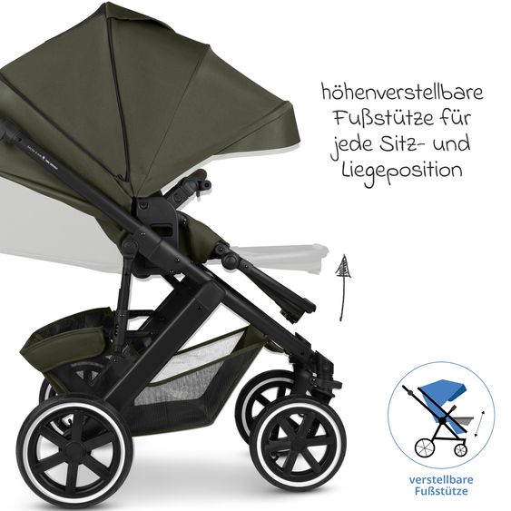ABC Design Salsa 5 Air baby carriage incl. Urban changing bag, winter footmuff, carrycot & sports seat - Pure - Avocado
