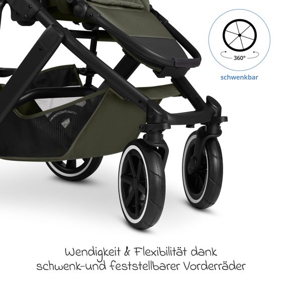 ABC Design Salsa 5 Air baby carriage incl. Urban changing bag, winter footmuff, carrycot & sports seat - Pure - Avocado