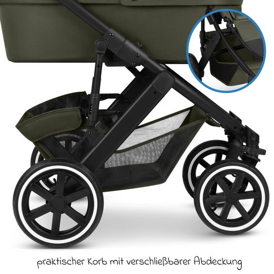 ABC Design Salsa 5 Air baby carriage incl. Urban changing bag, winter footmuff, carrycot & sports seat - Pure - Avocado