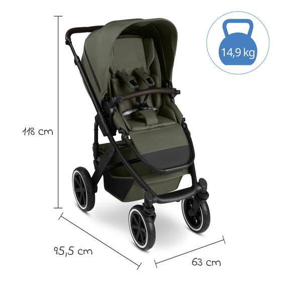 ABC Design Salsa 5 Air baby carriage incl. Urban changing bag, winter footmuff, carrycot & sports seat - Pure - Avocado