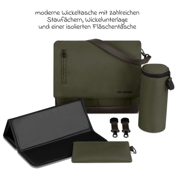 ABC Design Salsa 5 Air baby carriage incl. Urban changing bag, winter footmuff, carrycot & sports seat - Pure - Avocado