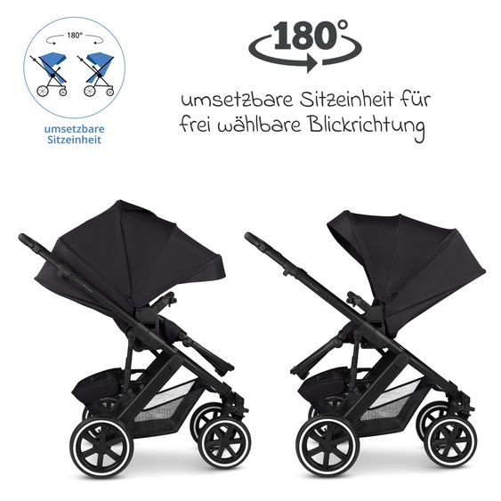 ABC Design Salsa 5 Air baby carriage incl. Urban changing bag, winter footmuff, carrycot & sports seat - Pure - Coal
