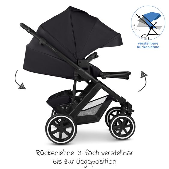 ABC Design Salsa 5 Air baby carriage incl. Urban changing bag, winter footmuff, carrycot & sports seat - Pure - Coal