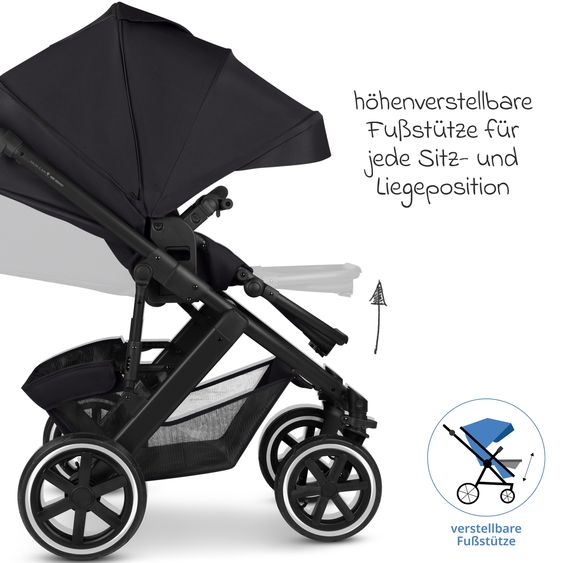 ABC Design Salsa 5 Air baby carriage incl. Urban changing bag, winter footmuff, carrycot & sports seat - Pure - Coal