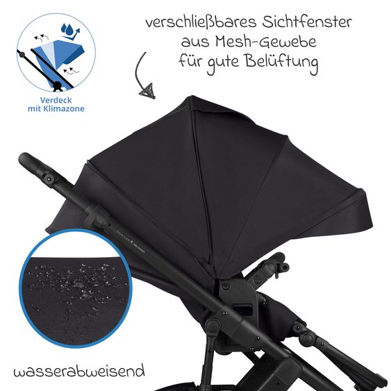 ABC Design Salsa 5 Air baby carriage incl. Urban changing bag, winter footmuff, carrycot & sports seat - Pure - Coal