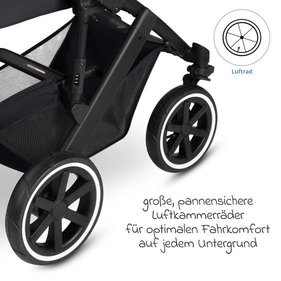 ABC Design Salsa 5 Air baby carriage incl. Urban changing bag, winter footmuff, carrycot & sports seat - Pure - Coal