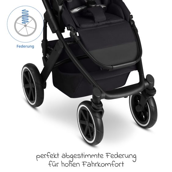 ABC Design Salsa 5 Air baby carriage incl. Urban changing bag, winter footmuff, carrycot & sports seat - Pure - Coal