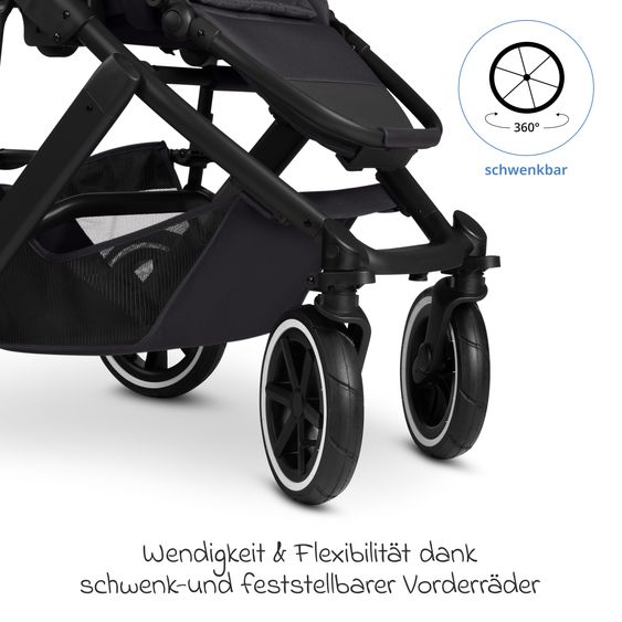 ABC Design Salsa 5 Air baby carriage incl. Urban changing bag, winter footmuff, carrycot & sports seat - Pure - Coal