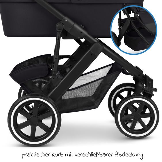 ABC Design Salsa 5 Air baby carriage incl. Urban changing bag, winter footmuff, carrycot & sports seat - Pure - Coal