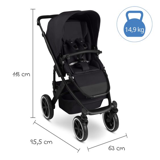 ABC Design Salsa 5 Air baby carriage incl. Urban changing bag, winter footmuff, carrycot & sports seat - Pure - Coal