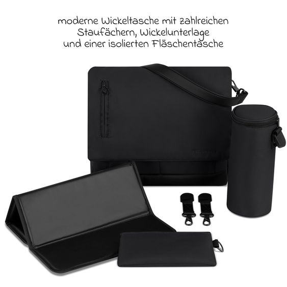 ABC Design Salsa 5 Air baby carriage incl. Urban changing bag, winter footmuff, carrycot & sports seat - Pure - Coal