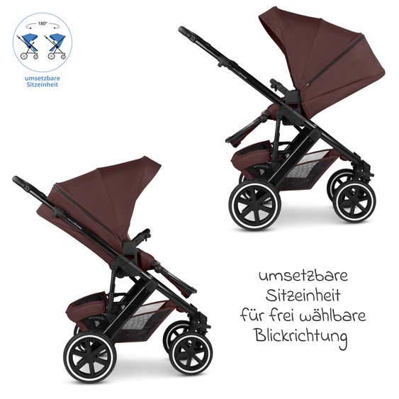 ABC Design Kombi-Kinderwagen Salsa 5 Air Set inkl. Babywanne, Sportsitz, Wickeltasche Urban, Winterfußsack und zweite Kisseneinlage - Umbra