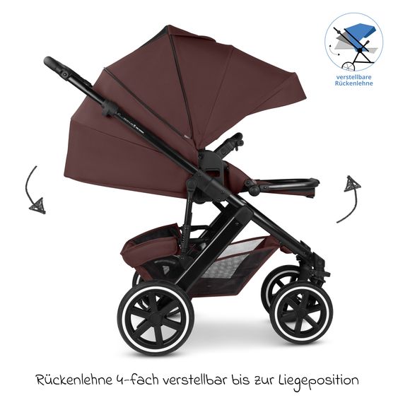 ABC Design Kombi-Kinderwagen Salsa 5 Air Set inkl. Babywanne, Sportsitz, Wickeltasche Urban, Winterfußsack und zweite Kisseneinlage - Umbra