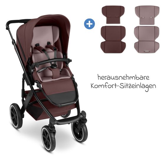 ABC Design Kombi-Kinderwagen Salsa 5 Air Set inkl. Babywanne, Sportsitz, Wickeltasche Urban, Winterfußsack und zweite Kisseneinlage - Umbra