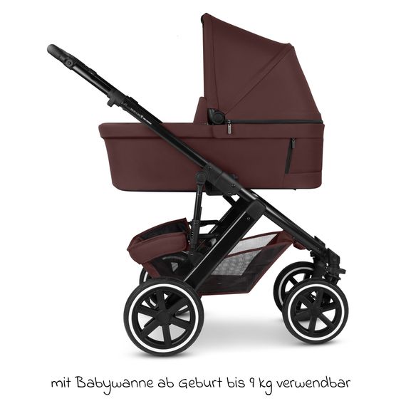 ABC Design Kombi-Kinderwagen Salsa 5 Air Set inkl. Babywanne, Sportsitz, Wickeltasche Urban, Winterfußsack und zweite Kisseneinlage - Umbra