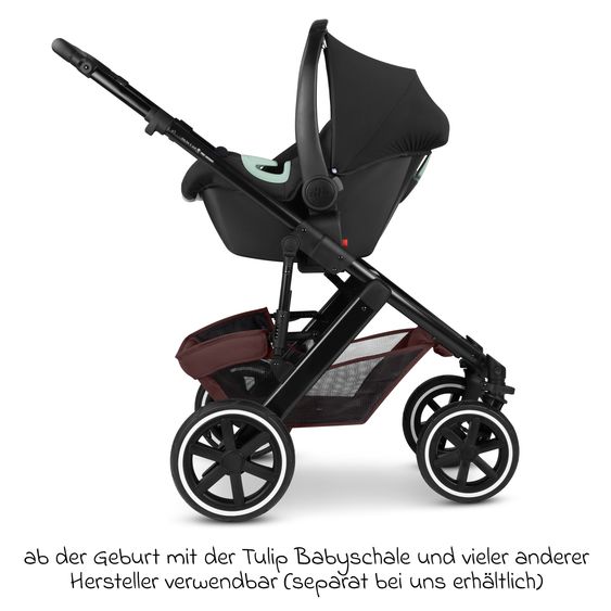 ABC Design Kombi-Kinderwagen Salsa 5 Air Set inkl. Babywanne, Sportsitz, Wickeltasche Urban, Winterfußsack und zweite Kisseneinlage - Umbra