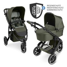 Kombi-Kinderwagen Salsa 5 Run - inkl. Babywanne, Sportsitz, Sportzulassung, Luftbereifung, Sitzeinlage & Handbremse inkl. XXL-Zubehörpaket - Pure - Avocado