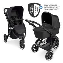 Kombi-Kinderwagen Salsa 5 Run - inkl. Babywanne, Sportsitz, Sportzulassung, Luftbereifung, Sitzeinlage & Handbremse inkl. XXL-Zubehörpaket - Pure - Coal