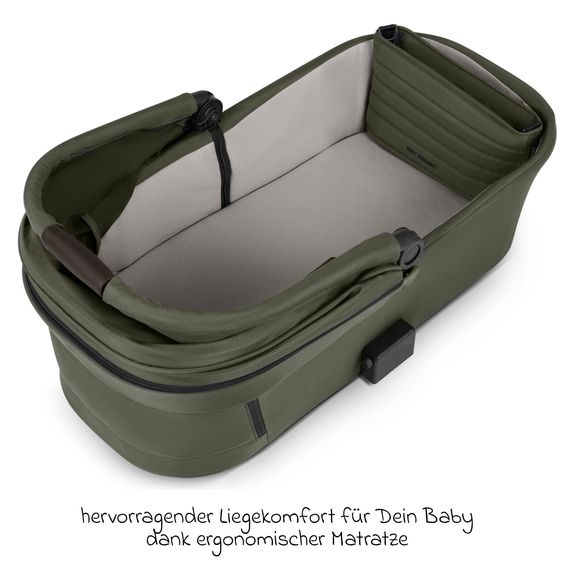 ABC Design Kombi-Kinderwagen Salsa 5 Run - inkl. Babywanne, Sportsitz, Wickeltasche, Regenschutz, Becherhalter & Sonnenschirm - Pure - Avocado