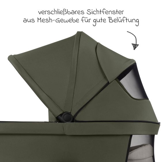 ABC Design Kombi-Kinderwagen Salsa 5 Run - inkl. Babywanne, Sportsitz, Wickeltasche, Regenschutz, Becherhalter & Sonnenschirm - Pure - Avocado