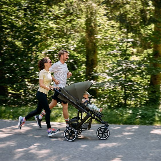 ABC Design Kombi-Kinderwagen Salsa 5 Run - inkl. Babywanne, Sportsitz, Wickeltasche, Regenschutz, Becherhalter & Sonnenschirm - Pure - Avocado