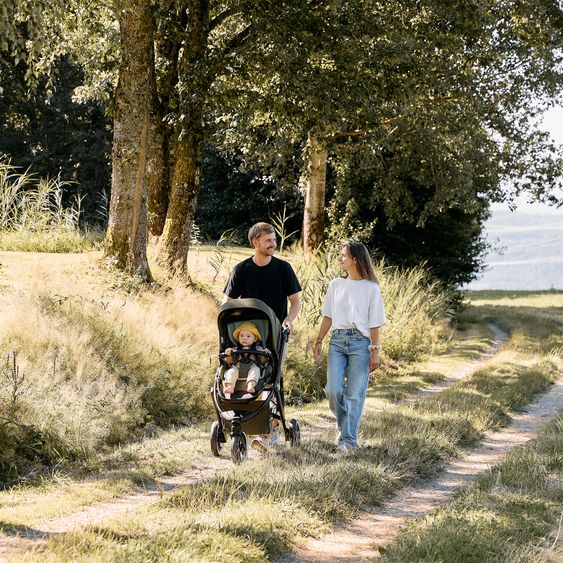 ABC Design Kombi-Kinderwagen Salsa 5 Run - inkl. Babywanne, Sportsitz, Wickeltasche, Regenschutz, Becherhalter & Sonnenschirm - Pure - Avocado