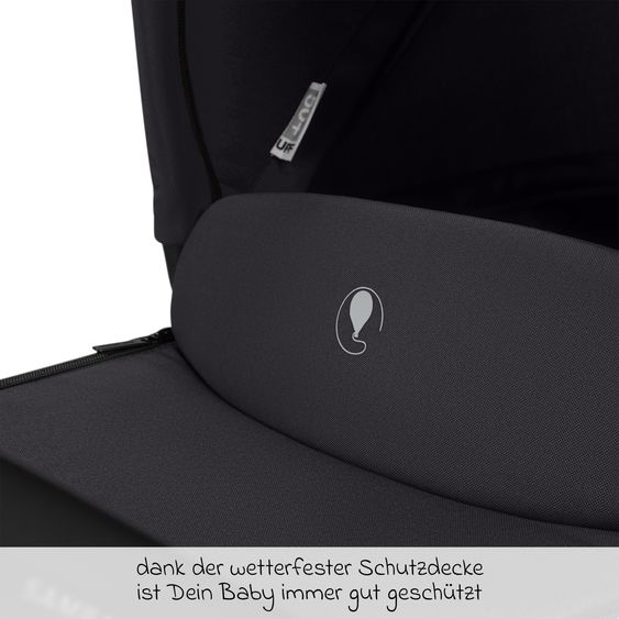 ABC Design Kombi-Kinderwagen Salsa 5 Run - inkl. Babywanne, Sportsitz, Wickeltasche, Regenschutz, Becherhalter & Sonnenschirm - Pure - Coal