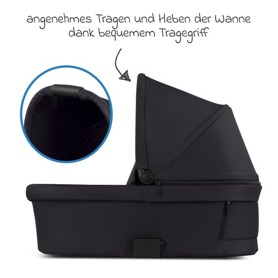 ABC Design Kombi-Kinderwagen Salsa 5 Run - inkl. Babywanne, Sportsitz, Wickeltasche, Regenschutz, Becherhalter & Sonnenschirm - Pure - Coal