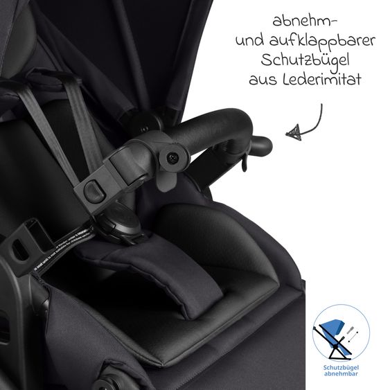 ABC Design Kombi-Kinderwagen Salsa 5 Run - inkl. Babywanne, Sportsitz, Wickeltasche, Regenschutz, Becherhalter & Sonnenschirm - Pure - Coal